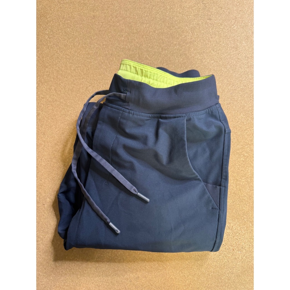 Birddogs Men Navy Blue Joggers with Neon Yellow Liner Size Large Athletic Pants